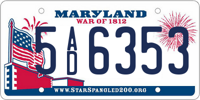 MD license plate 5AD6353