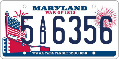 MD license plate 5AD6356