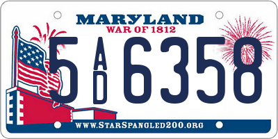 MD license plate 5AD6358