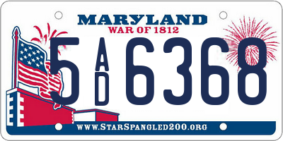 MD license plate 5AD6368