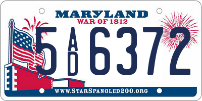 MD license plate 5AD6372