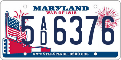 MD license plate 5AD6376