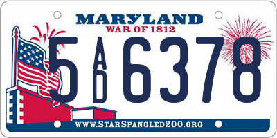 MD license plate 5AD6378