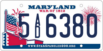 MD license plate 5AD6380