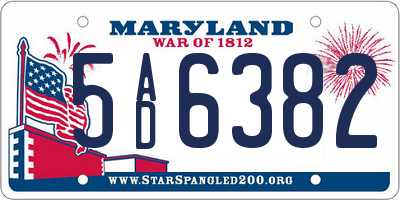 MD license plate 5AD6382