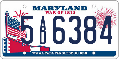 MD license plate 5AD6384