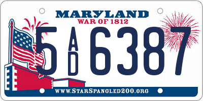 MD license plate 5AD6387