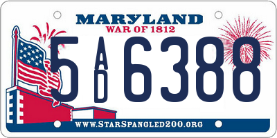 MD license plate 5AD6388