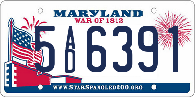 MD license plate 5AD6391