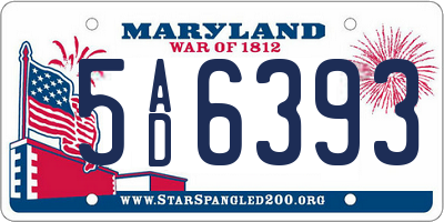 MD license plate 5AD6393