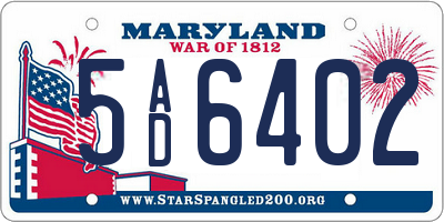 MD license plate 5AD6402