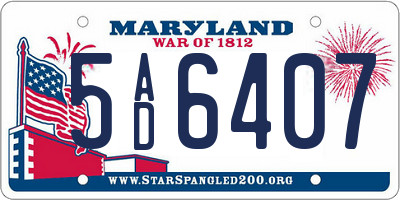 MD license plate 5AD6407