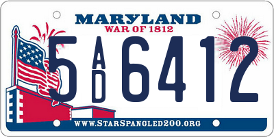 MD license plate 5AD6412