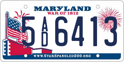 MD license plate 5AD6413