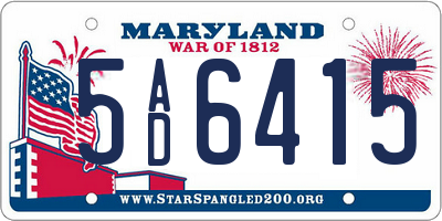 MD license plate 5AD6415