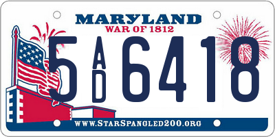 MD license plate 5AD6418