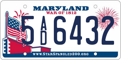 MD license plate 5AD6432