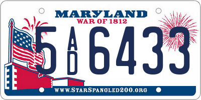 MD license plate 5AD6433