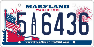 MD license plate 5AD6436