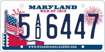 MD license plate 5AD6447