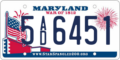 MD license plate 5AD6451