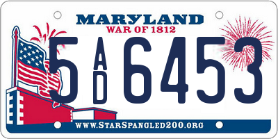 MD license plate 5AD6453