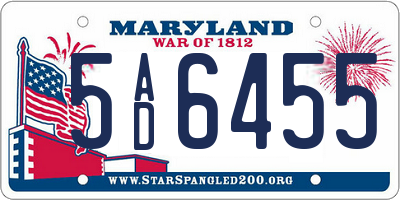 MD license plate 5AD6455