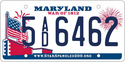 MD license plate 5AD6462