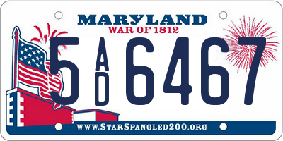 MD license plate 5AD6467