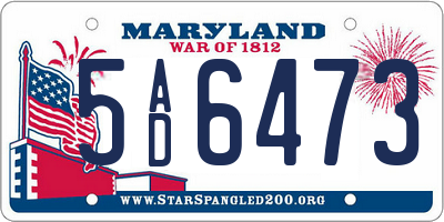 MD license plate 5AD6473