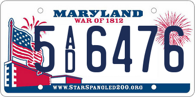 MD license plate 5AD6476