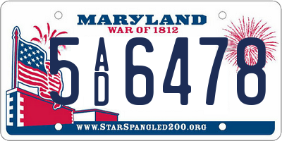 MD license plate 5AD6478