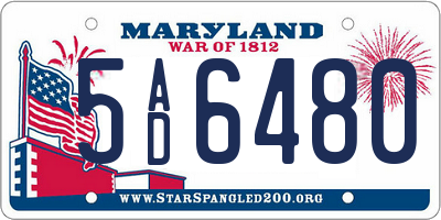 MD license plate 5AD6480