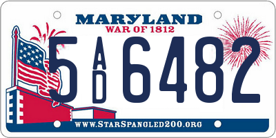 MD license plate 5AD6482