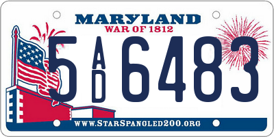 MD license plate 5AD6483