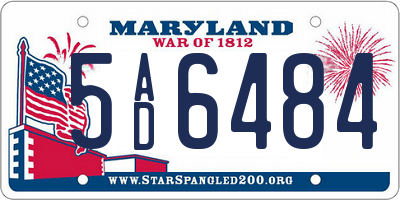 MD license plate 5AD6484
