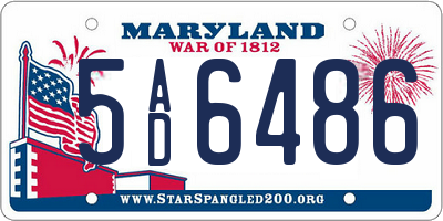 MD license plate 5AD6486