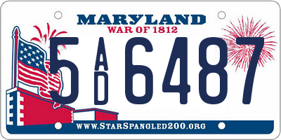 MD license plate 5AD6487