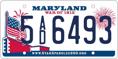 MD license plate 5AD6493