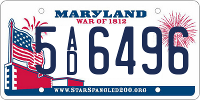 MD license plate 5AD6496