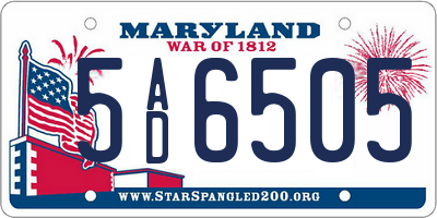 MD license plate 5AD6505