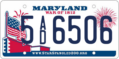 MD license plate 5AD6506