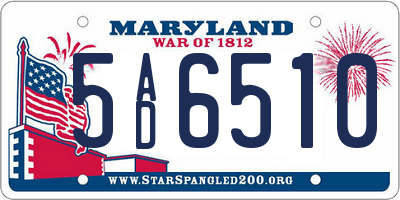 MD license plate 5AD6510
