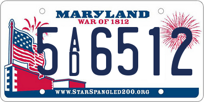 MD license plate 5AD6512