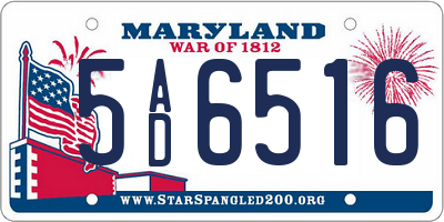 MD license plate 5AD6516