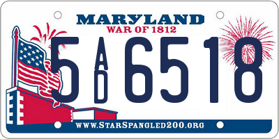 MD license plate 5AD6518