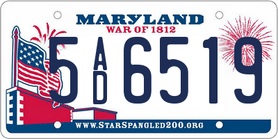 MD license plate 5AD6519