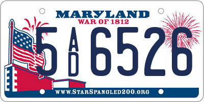 MD license plate 5AD6526