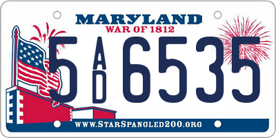 MD license plate 5AD6535