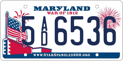 MD license plate 5AD6536